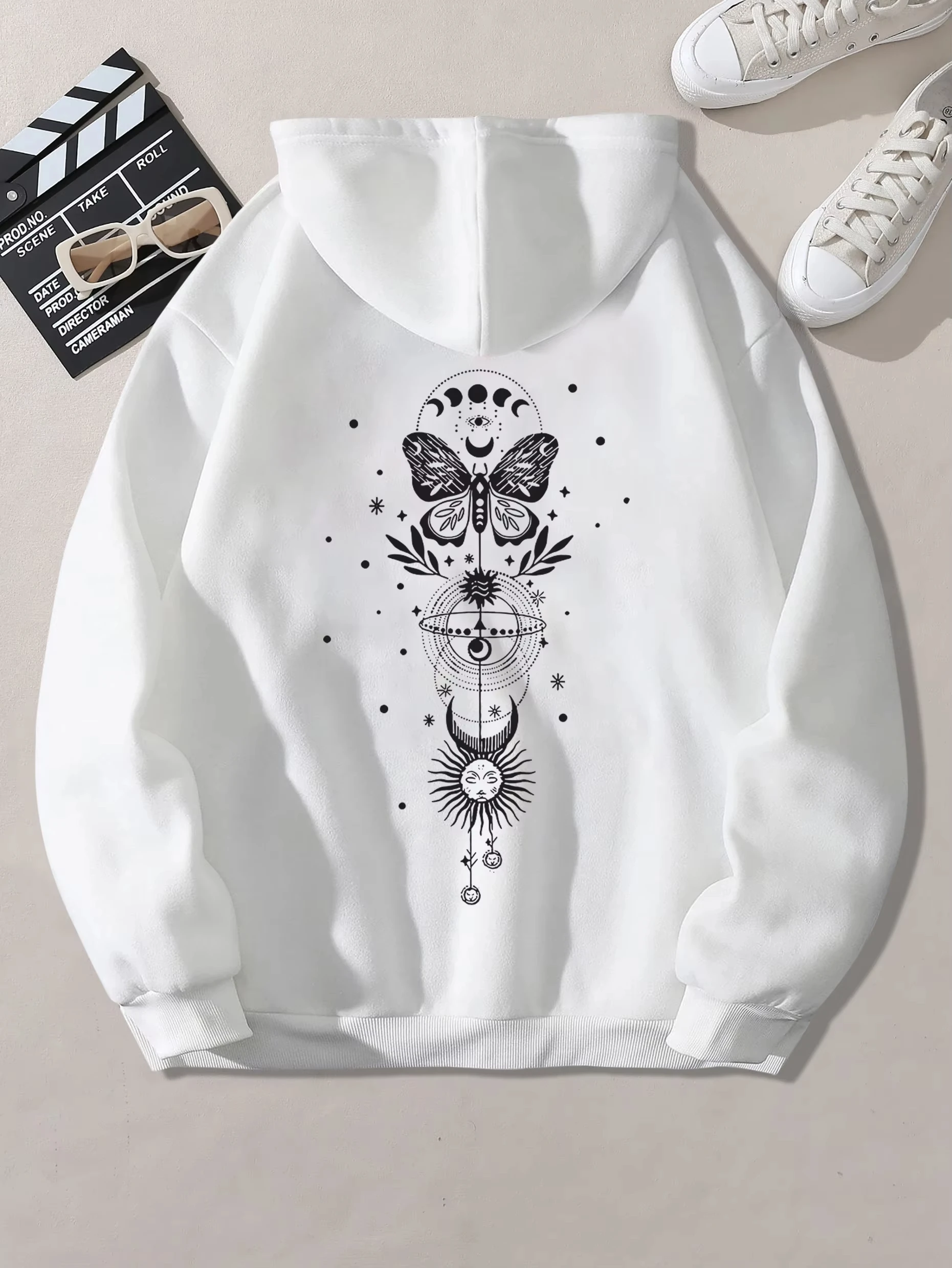 

Creative Pattern Retro Butterfly Print 2025 Autumn/winter Women's Hoodie Top Long Sleeved Casual Women's Sweatshirt Clothing
