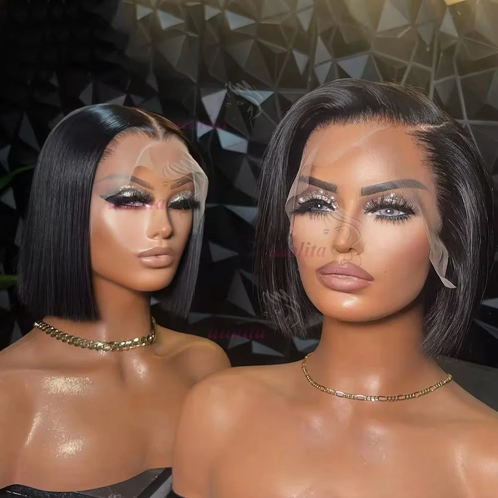12 Zoll Gerade Pixie-Cut-Perücke Transparente Spitze Brasilianisches Echthaar 13×4 Echthaar-Perücken Kurze Bob-Perücke Spitzenperücke für Schwarze Frauen – Detail 2