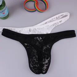 Gay Mens Sissy Briefs Lingerie Sheer See-through Lace Bulge Pouch Thong G-string Underwear Sexy Sex Erotic Crossdress Underpants