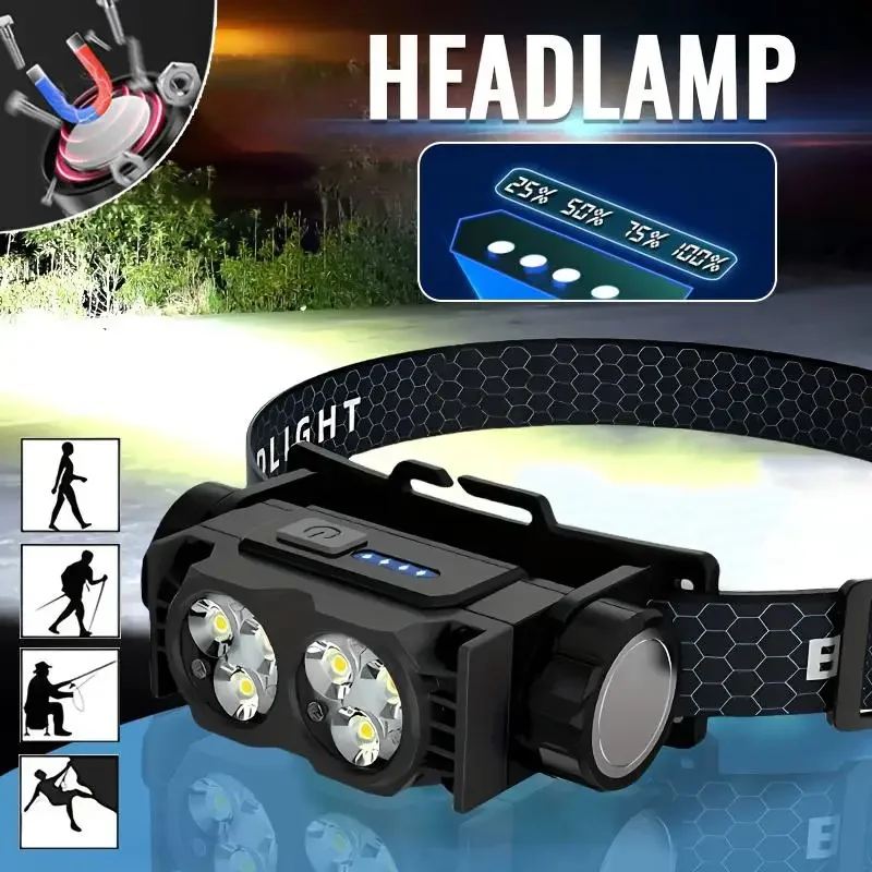 6 Core LED Headlamp Rechargeable System Waterproof Design Lightweight Construction Extended Runtime for Military Operations
