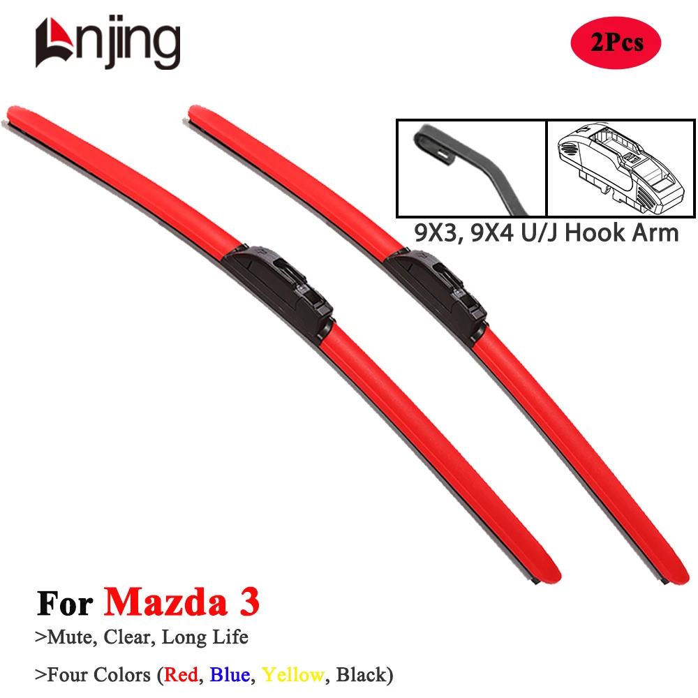 

LNJING Colorful Wiper Blades For Mazda 3 Hatchback BK BL BY BP 2003 2008 2010 2014 2015 2016 2019 2022 2023 2024 Car Accessories