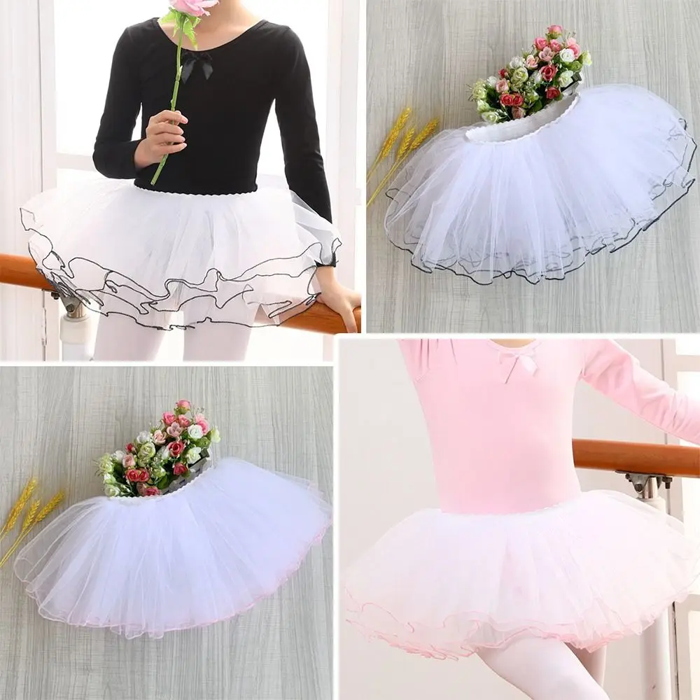 

Модная 4-слойная юбка-пачка для девочек, тюлевые пышные балетные юбки, сетчатая танцевальная юбка-петти