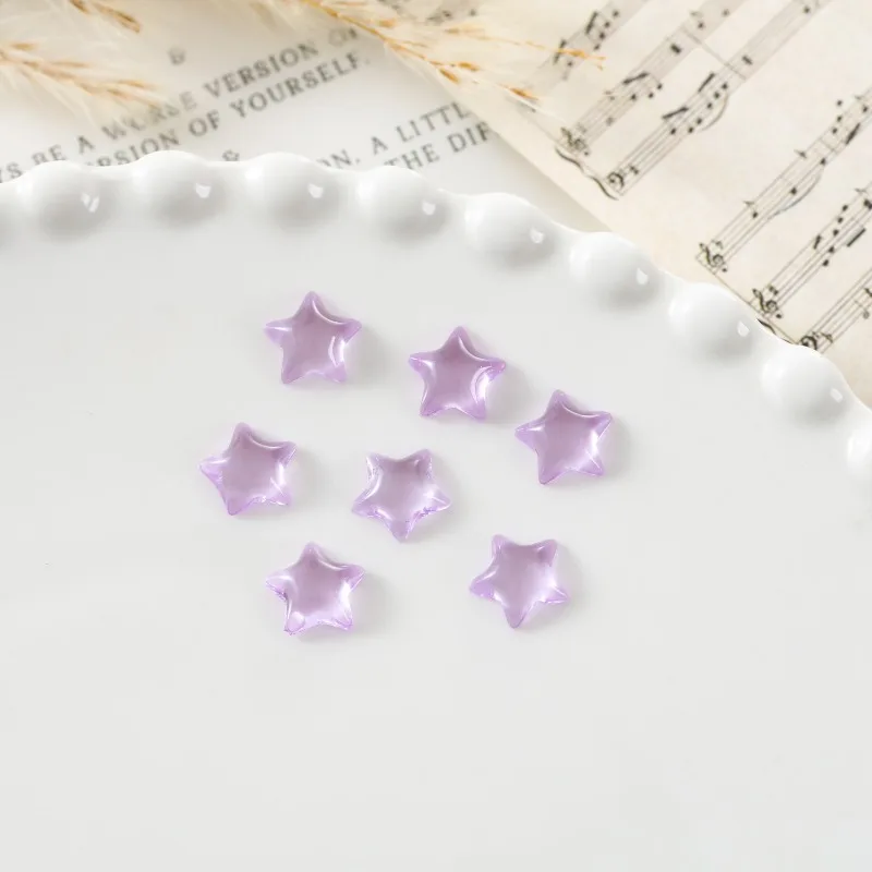 50Pcs Ice Transparent Nail Art Resin Charms Mini Star Multi-Colors Nail Flatback Rhinestones 10x10mm DIY Stones Crafts