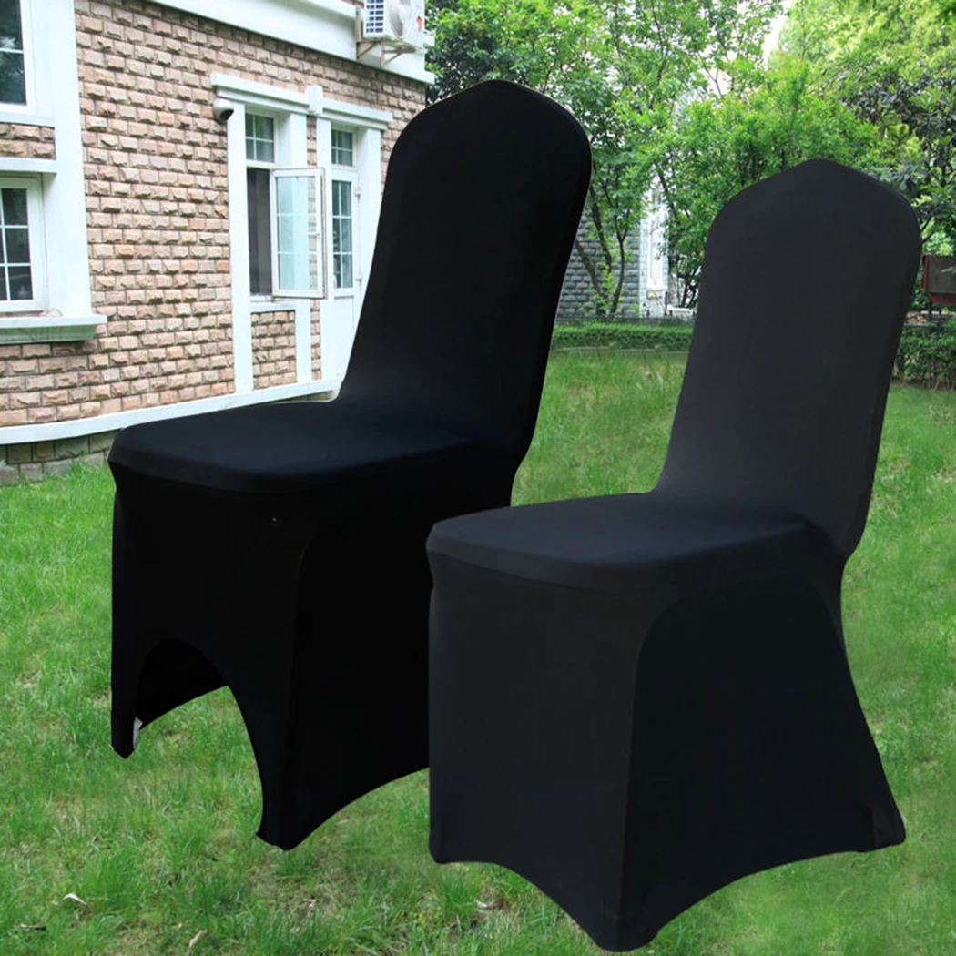 Universal Stretch Spandex Chair Covers, Wedding Party, Banquet, Hotel Decor, Thic, White and Black, 50 PCs, 100 PCs