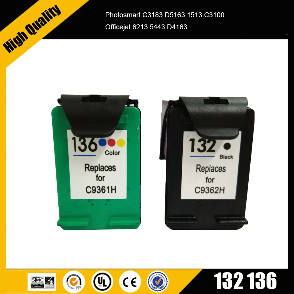 einkshop for hp 132 136 Ink Cartridge Replacement For hp Photosmart C3183 D5163 1513 C3100 Officejet 6213 5443 D4163 printer