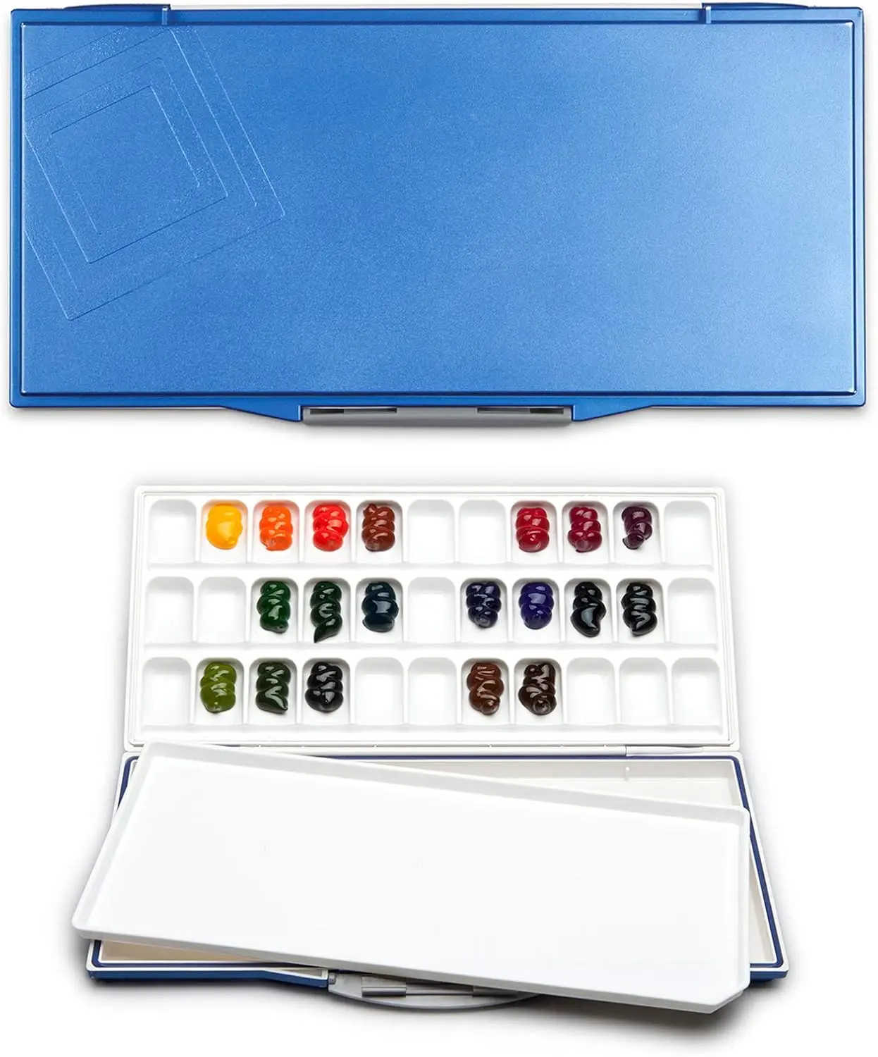 

33-Well Airtight Leakproof Palette for Watercolor Paints with Removable Mixing Tray, Blue