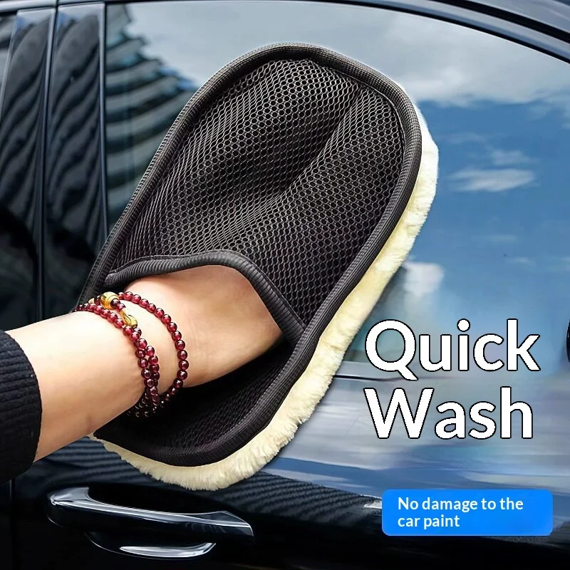 Car Wash Mitt Soft Microfiber Washing Glove Lint‑Free Scratch‑Resistant for Car Cleaning Polishing Waxing