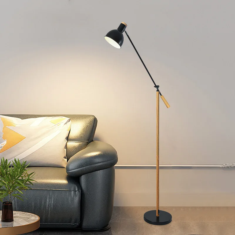 Minimalist Retro Rocker Arm Led Study Floor Lamps for Living Room Sofa Side Standing Lights Indoor Lighting Fixtures Home Decor