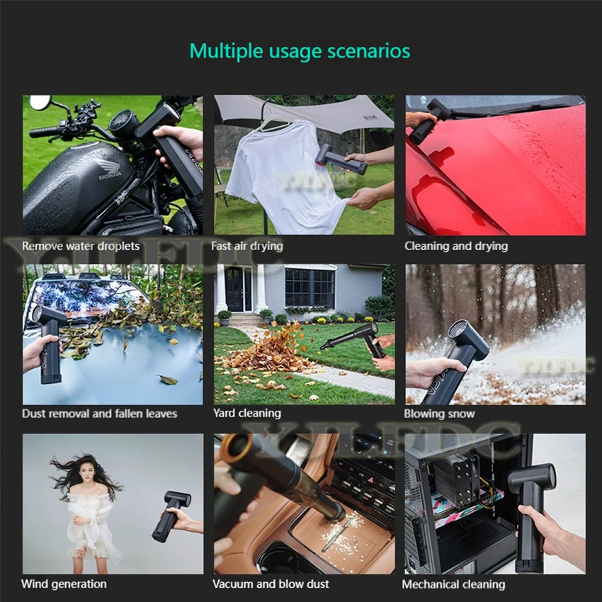Ventilatore d'acqua per auto 785W Turbofan super grande Ventilatore violento portatile Turbo Velocità del vento superiore a 85000 giri/min e 900g Regolazione continua della velocità
