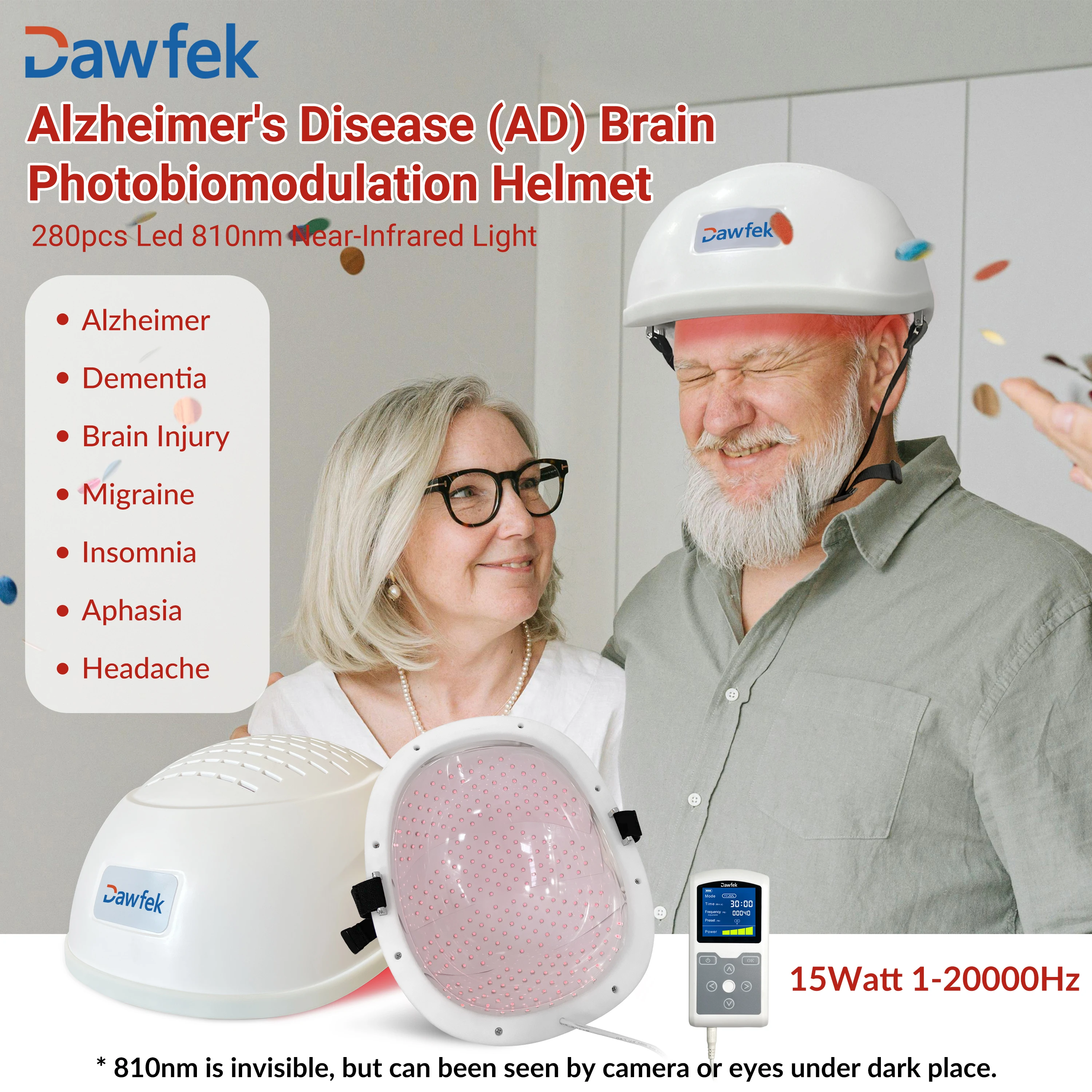 Dawfek Near-infrared LED Light Brain Wave Helmet 810nm*280 Brain Stimulation for Parkinson Alzheimer Stroke Migraine Depression