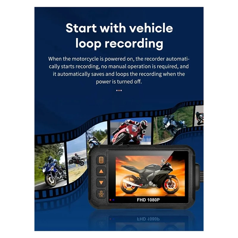 1080P Waterproof Motorcycle Camera Set Kit DVR Motorcycle Dashcam 3.0 Inch Front Rear Camera Video Motorcycle Recorder Set Kit