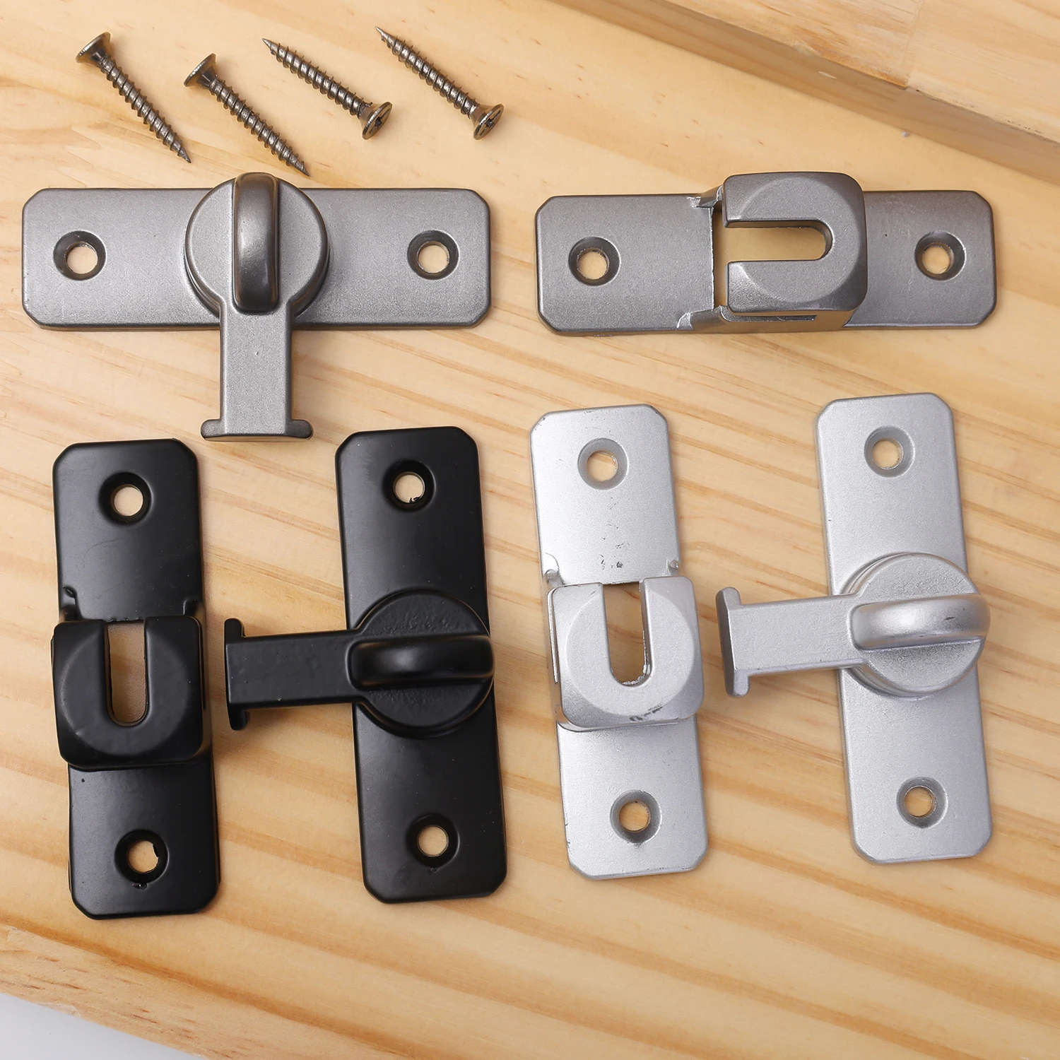 

90 Degree Sliding Door Latches Window Drawers Cabinet Locks Anti-theft Buckle Latches Home Cupboard Catches DIY Hardware Tools