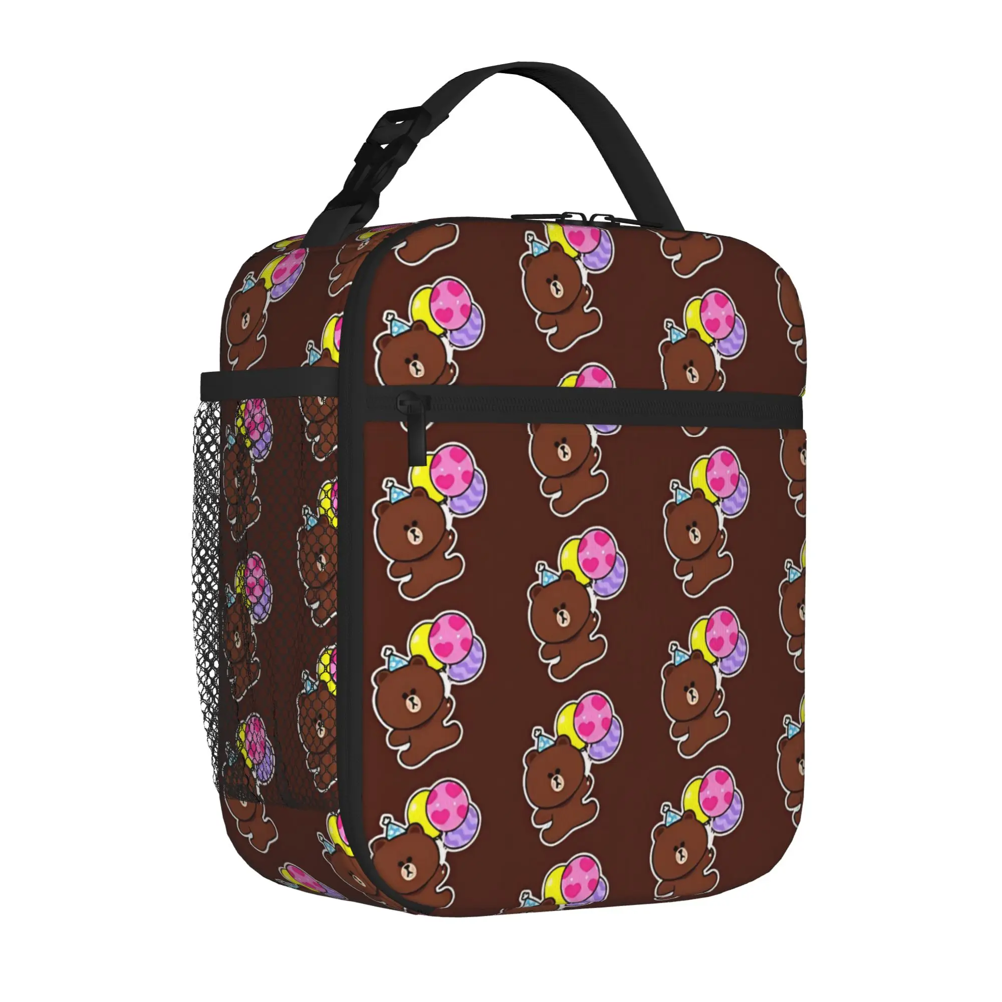 1 Piece For Students Food Container Soft Character Portable Pocket Brown Bear Zipper Closure Aluminum Foil Food Pouch For Travel