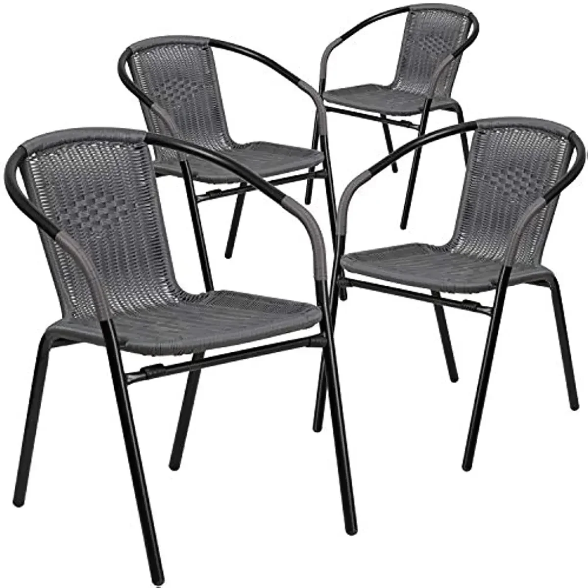 Grey Rattan Restaurant Stack Chair, Mobiliário interior e exterior, Pacote 4
