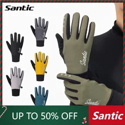 Santic Winter Bicycle Gloves Universal Warm Windproof Touch Screen Riding MTB  All Finger Road Bikes Sports Equipment WZ24P206