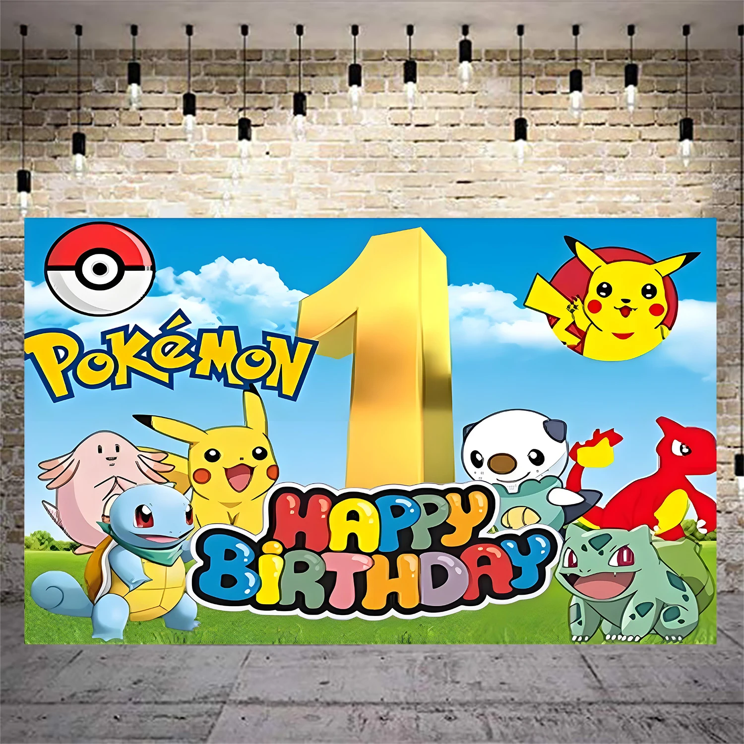 Pokemon Pikachu Theme Birthday Party Background for Kids, Baby Shower, Photography Backdrop, 1-9 Year Old, Boy