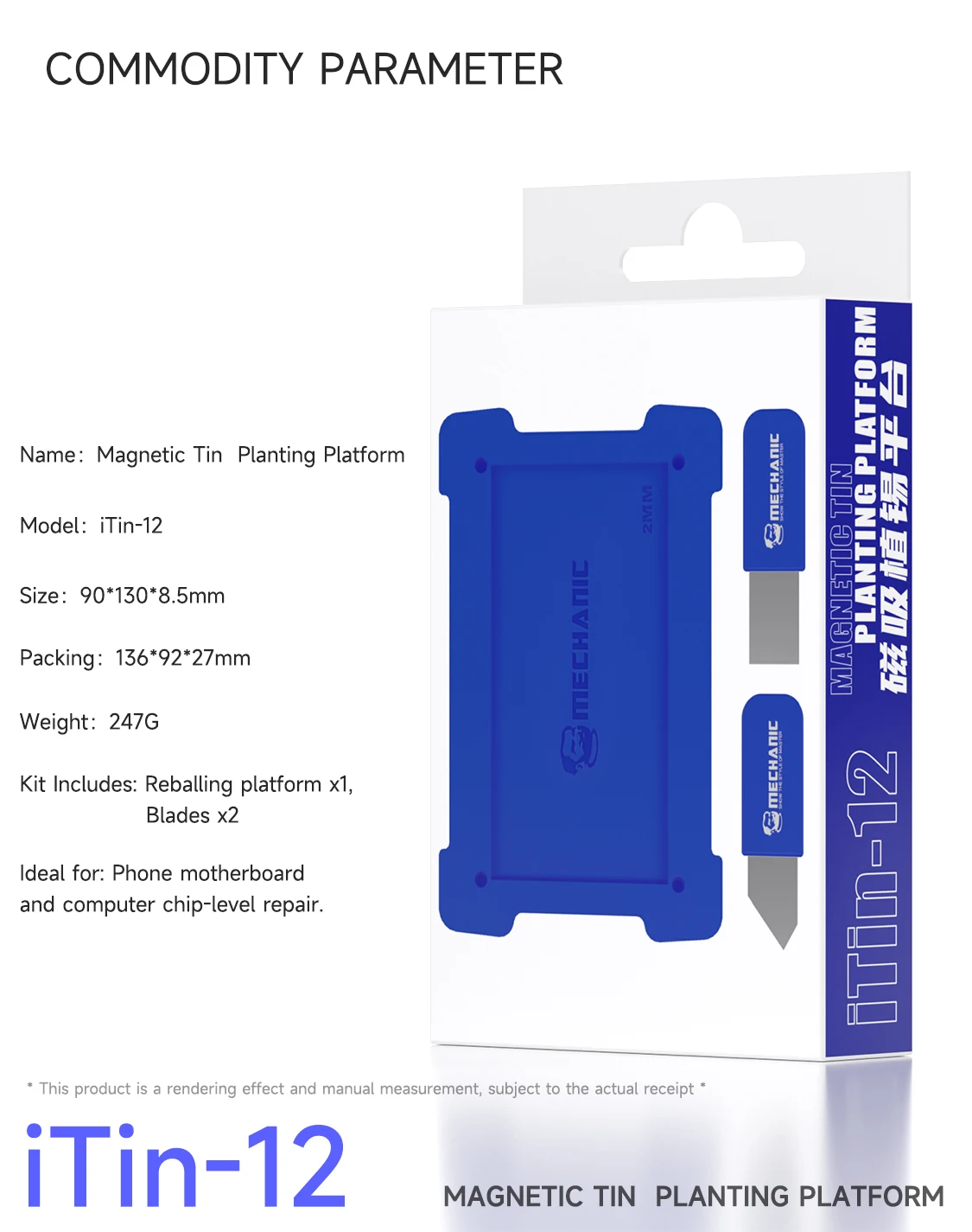 MECHANIC ITin-12 Magnetisch soldeerpasta-sjabloonplatform voor telefoonmoederbord BGA-reballing-chipreparatie, hoge temperatuur gereedschap