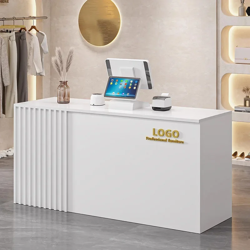 

White Office Reception Desk Podium Pulpit Luxurious Bar Cash Register Desk Receptionist Small Schreibtisch Office Desk Furniture