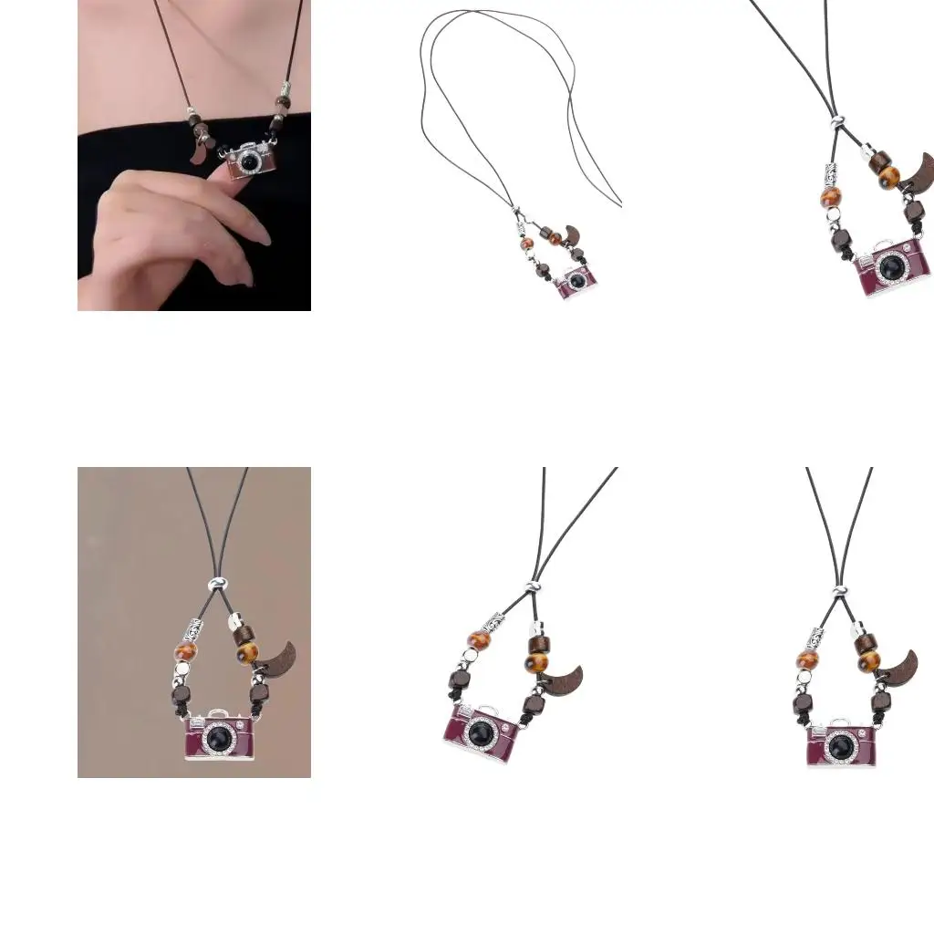  Vintage Brown Film Camera Pendant Necklace Adjustable Chain For Photography Lovers Fashion Jewelry Gift