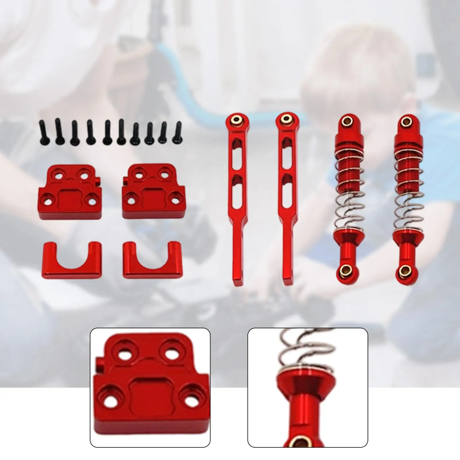 RC Rear Shock Absorber Set 1:12 Scale Replacement Metal RC Car Upgrade Parts Rear Axle Tie Rods Mounting Hardware for MN82 MN82T