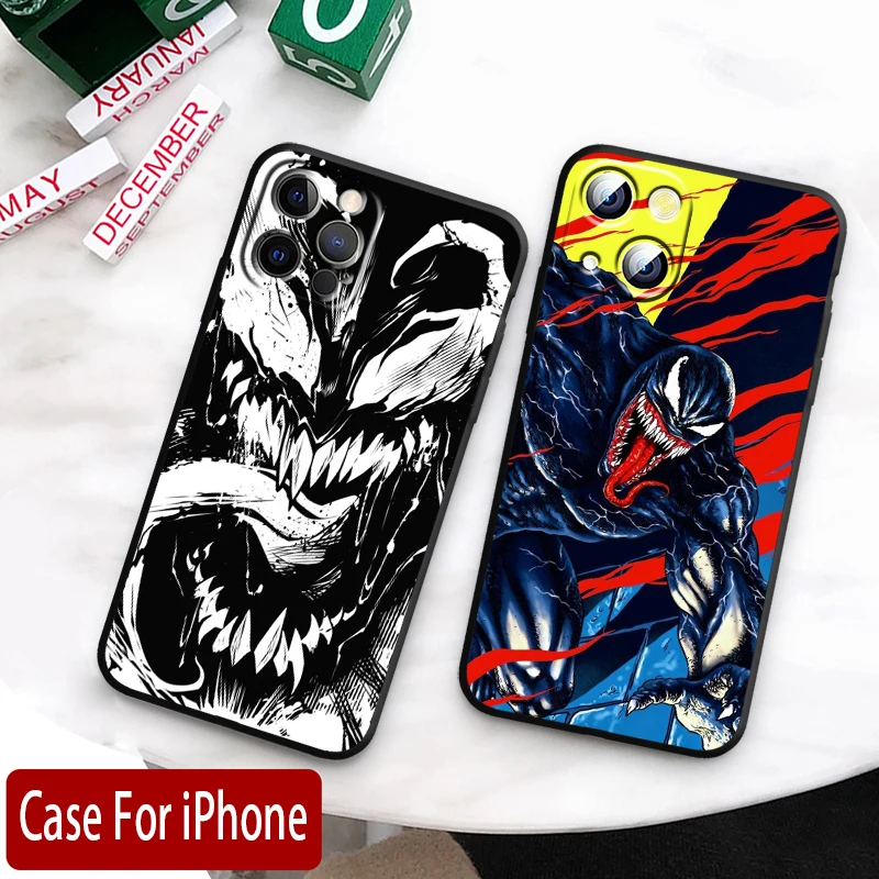 Marvel Super Hero Venom For Apple iPhone Case 15 14 13 12 11 Mini XS XR X 6S 6 Pro Max Plus Black Cover