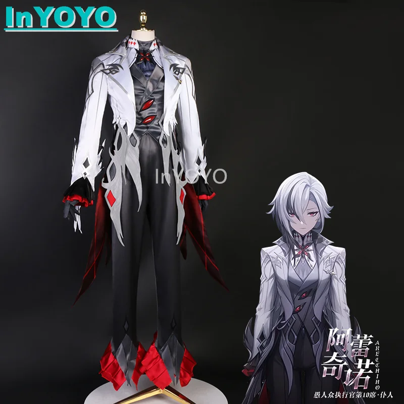 InYOYO Arlecchino Cosplay Game Genshin Impact The Knave Costume Fashion Swallowtail Uniform Suit Women Halloween Party Outfit