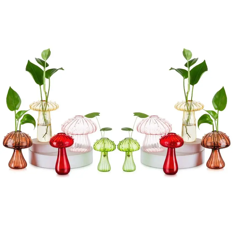 

Jars for Plants, Hewory 10pcs Colored Glass Mushroom Bud Vase for Flower, Unique Plant Propagation Stations Propagating Vases De