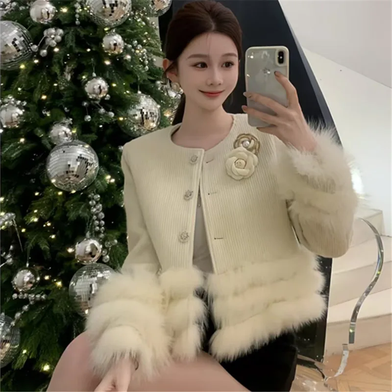 New Korean Fashion Women Warm Soft Faux Fur Coat Lady Elegant Luxury Jacket Winter Thick Outerwears 2025
