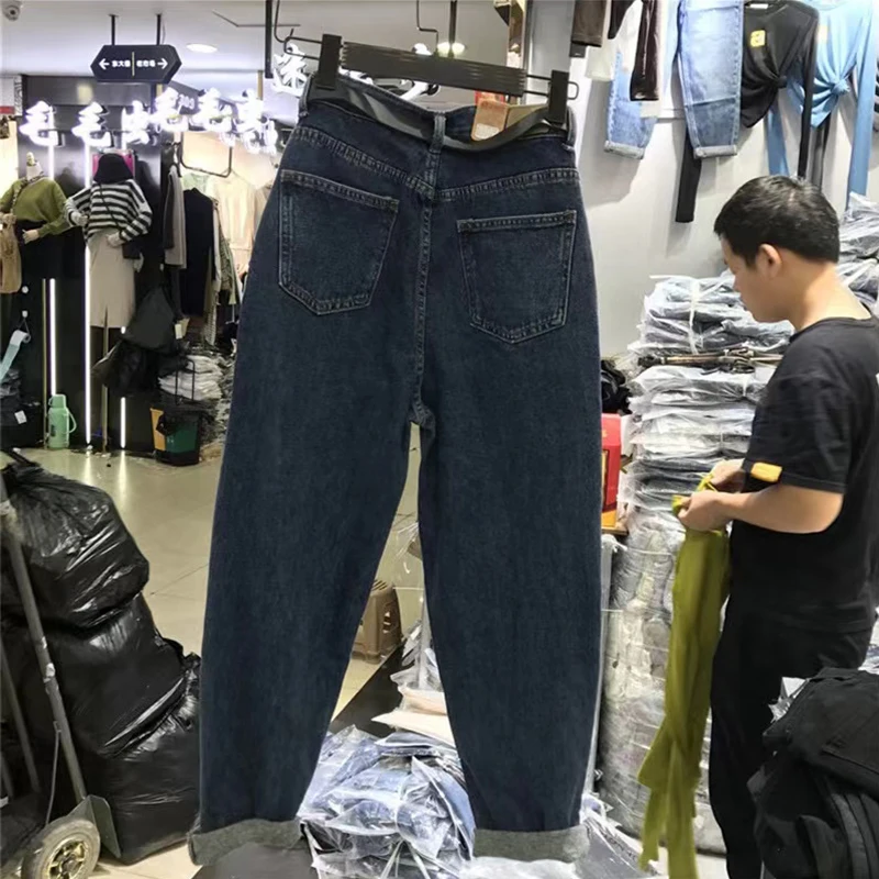 Calças Harlan de Cintura Alta para Mulheres Plus Size, Estilo Retrô, Versáteis, Soltas e Emagrecidas, Novas Calças de Outono e Inverno