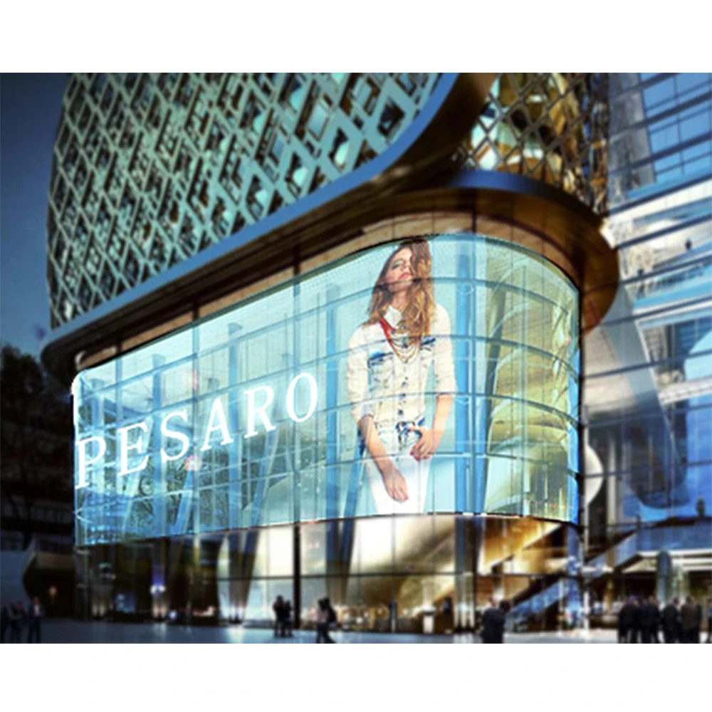 P8 P10 P15 P20 P31 Outdoor Transparent LED Display Grille Window Curtain Screen For Advertising LED Media Facade