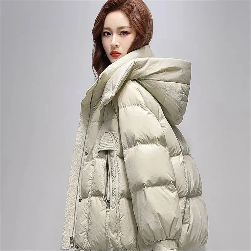 

Korean Winter Parkas Women Hooded Short Down Cotton Jacket New Fashion Zipper Thick Warm Padded Coat Female Casual Outwear T1580