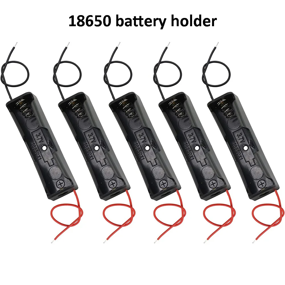 

10PCS 18650 Power Bank Cases 1 Slots Ports Battery Container With Wire Lead 1X 3.6V-4.2V 18650 Battery Holder Storage Box Case