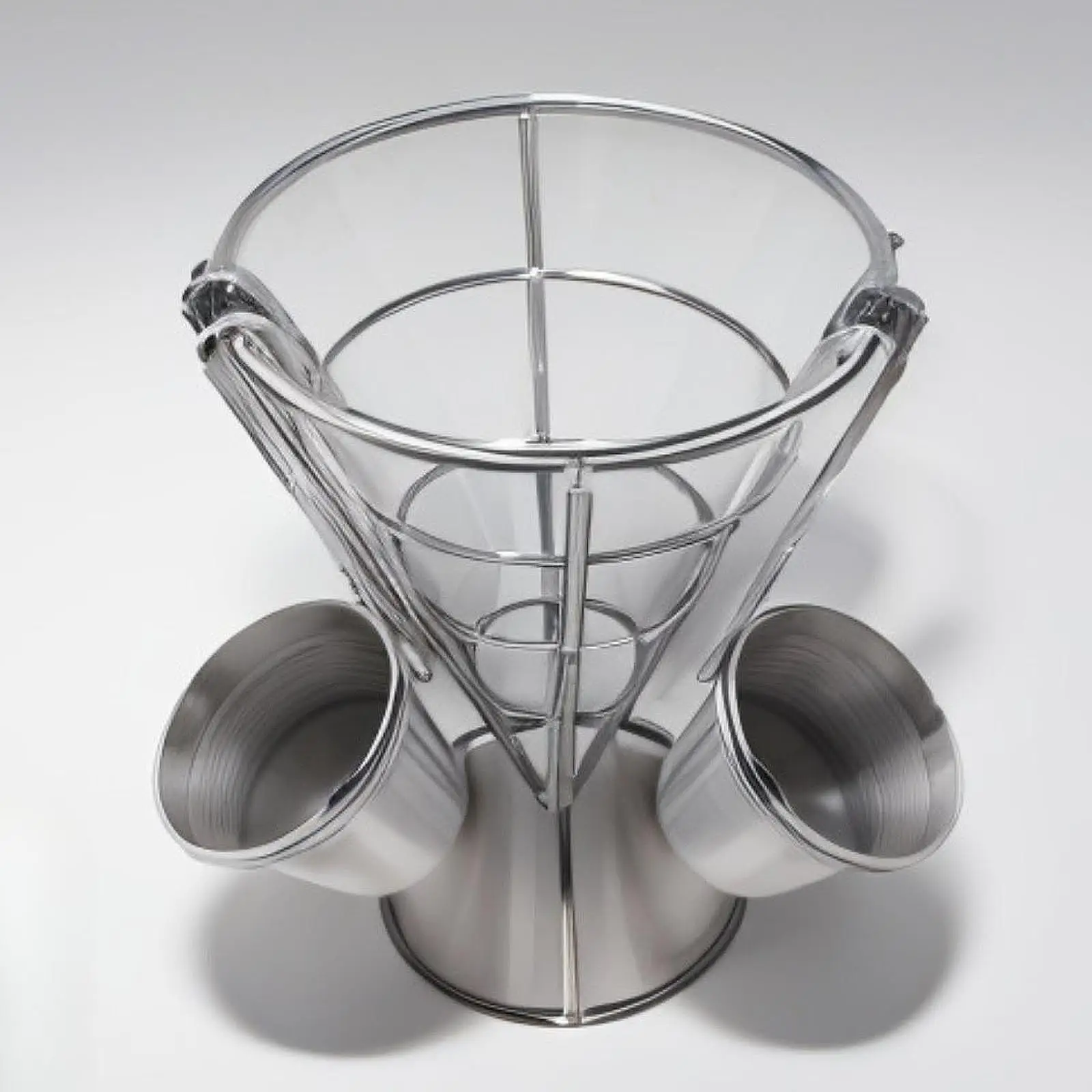Iron Art French Fry Basket Cone Fried Snack Stand Table Decoration Oil Draining Holder for Home Hotel Camping