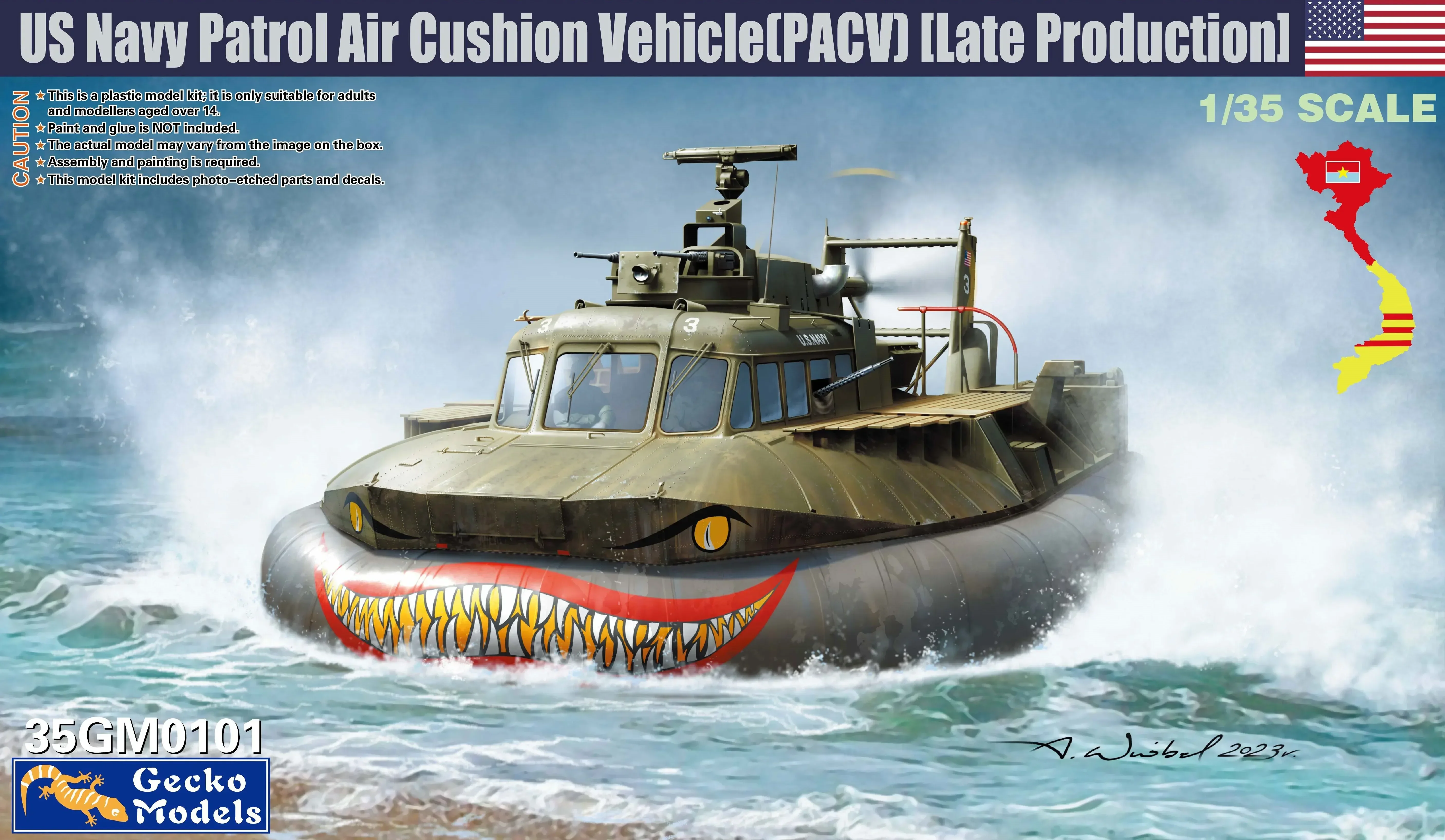 

1/35 Gecko model 35GM0101 US Navy PACV SK-5 (Patrol Air Cushion Vehicle) assembly Scale diy toys Model Kit