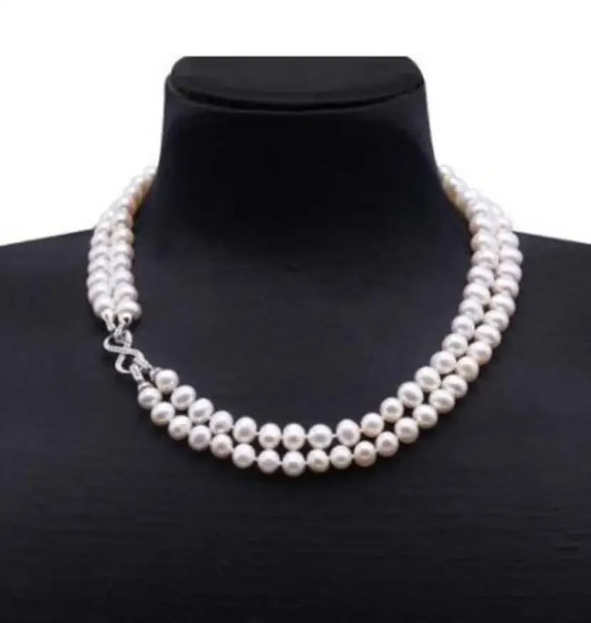 Fine jewelry   9.5-10mm White Freshwater Pearl Necklace Strand with Multiple-use