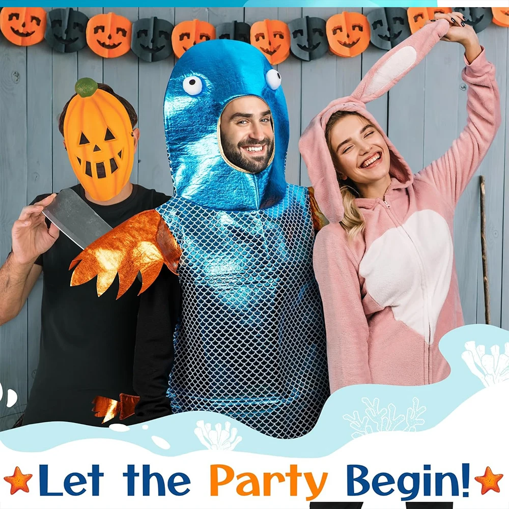 Halloween-Kostüme, Unisex, Kinder, Fischkostüm, Maskerade, Fisch, Meerestier, Verkleidung, Jungen und Mädchen, Fischer, Dinosaurier-Umhang