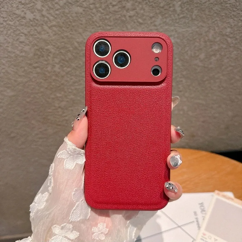 Luxuriöse Retro-Hülle mit Litchi-Leder-Textur für iPhone 17 Air 16 15 14 Plus 13 16E Stoßfeste Matte Abdeckung – Detail 12