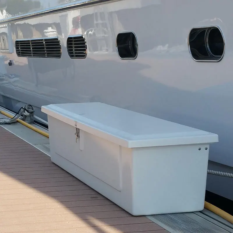 Custom Fiberglass Ladder Step Pontoon Boat Dock Box Lock Heavy Duty Fiberglass Marine Dock Storage Box