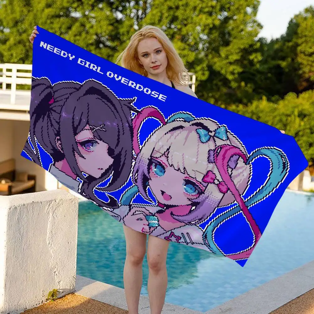 Psychological Visual Game NEEDY GIRL OVERDOSE Big Microfiber Beach Towels Quick Dry Towel Sand Beach Towels Pool Towel