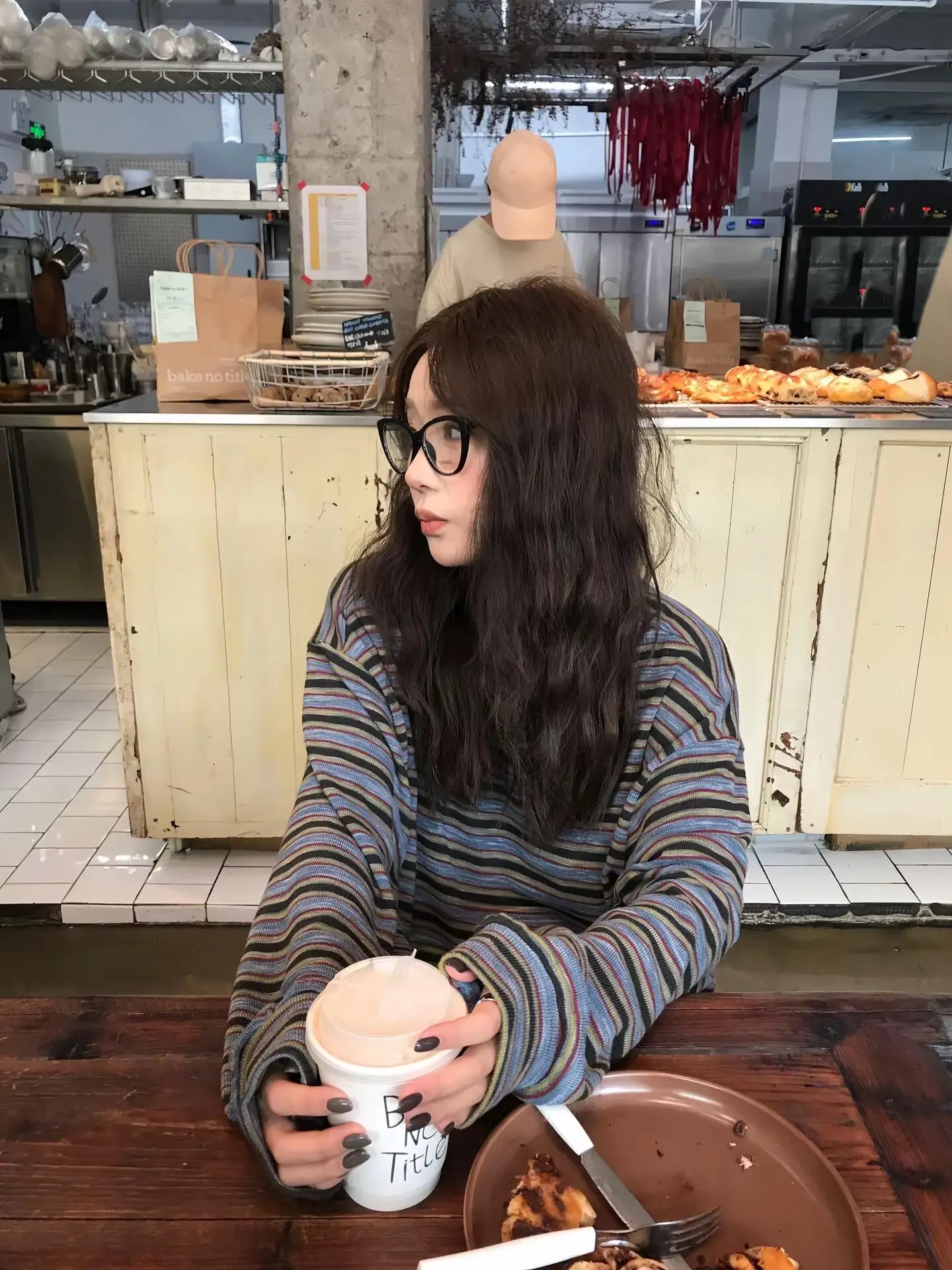 Korean Lazy Stripe Vintage Long Sleeve Sweatshirt Women's Autumn Casual Loose round Neck Pull-Over Top Breathable Comfortable