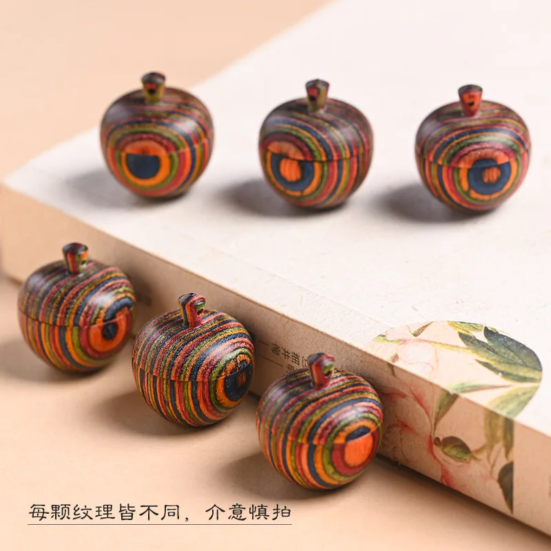 Mini Small Wooden Apple Ornament Openable Portable Place outdoor emergency pills Creative DIY Pendant Decoration Holiday gifts