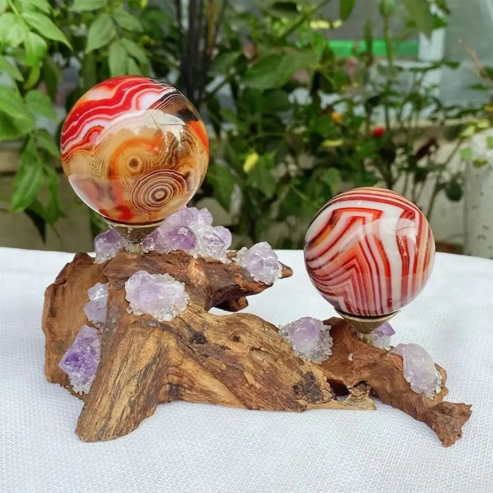 

Small Size Natural Sardonyx Quartz Crystal Mini High Quality Carved Silk Agate Healing Stone Sphere for Home Decoration Gift