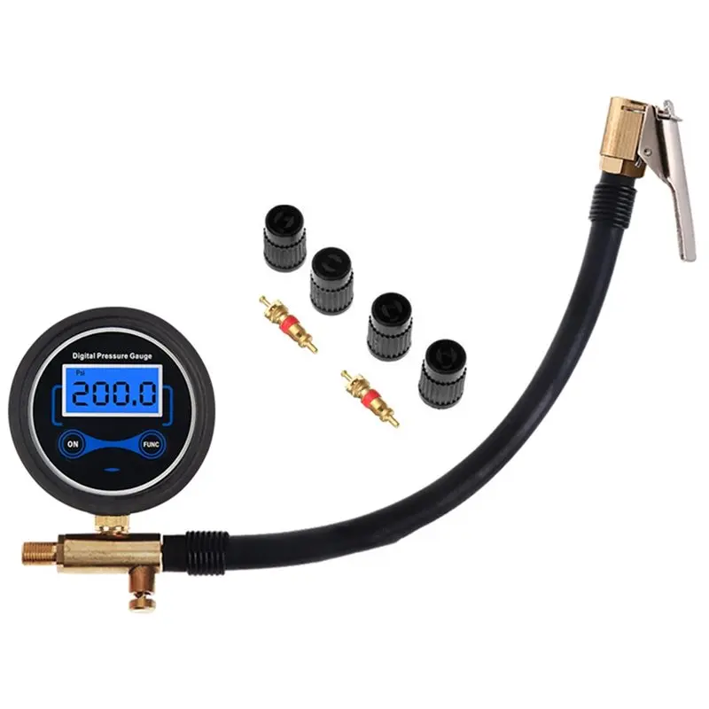Stable-Compact Digital Tire Inflator Hose Quick Connect Tire Inflator Pump LCD Display Car Tire Pressure Inspection Tool