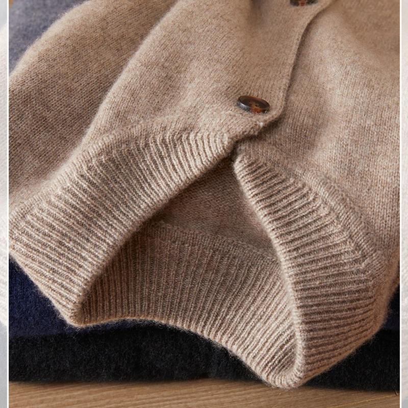 Autunno e inverno nuovo maglione business leisure maglione di cashmere maglione di cashmere da uomo colletto alla coreana cardigan lavorato a maglia.