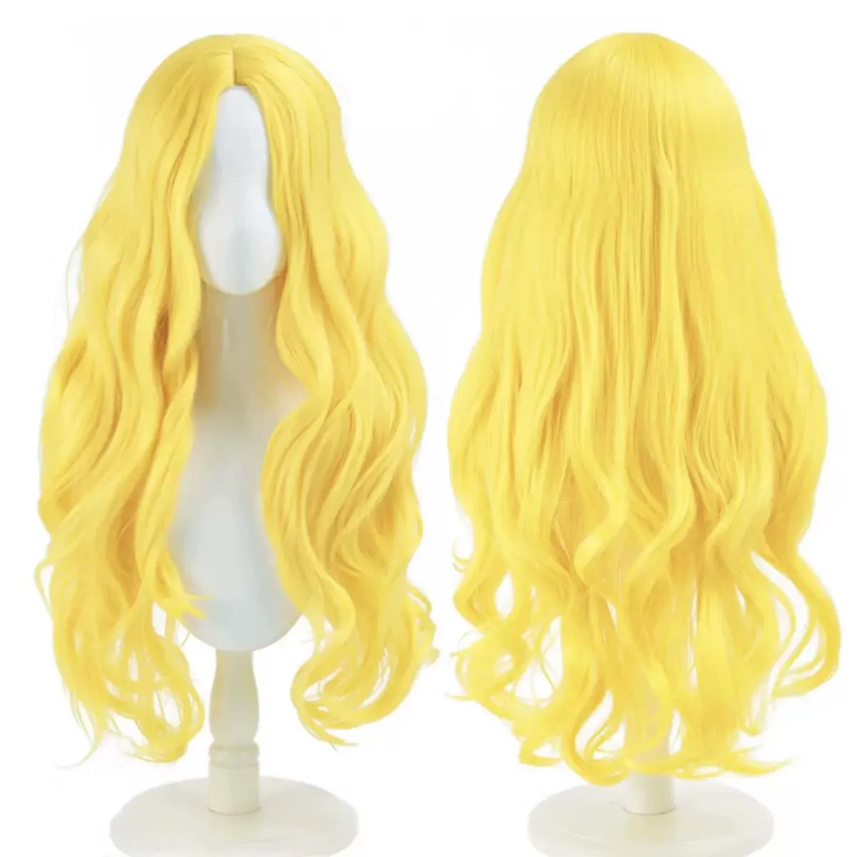Game Stardew Valley Haley Cosplay Wig Bright Yellow Long Middle Part Wavy Heat Resistant Synthetic Hair Halloween Costume Props