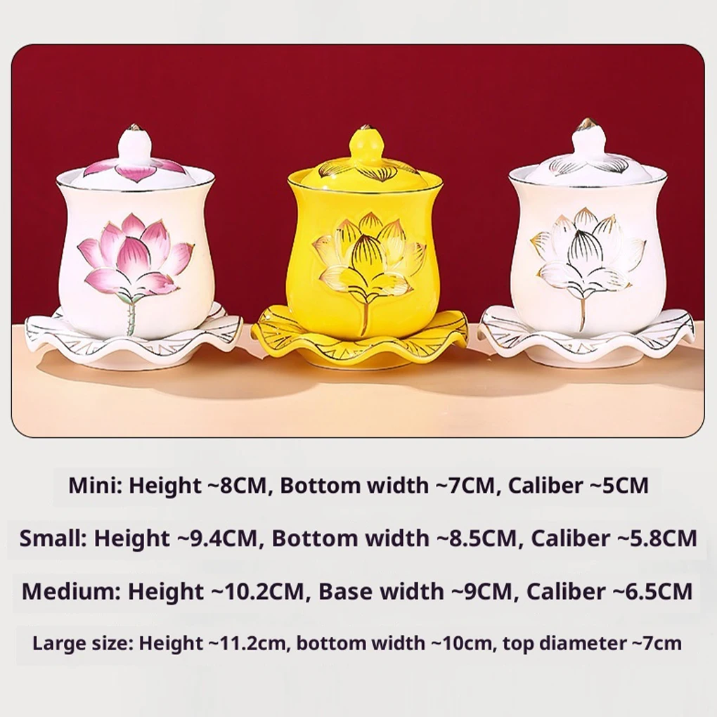 إله الثروة كوب إمداد المياه قوانيين الرحمة العظيمة تعويذة بوذا السيراميك مع غطاء وقاعدة لوازم البوذية المياه المقدسة