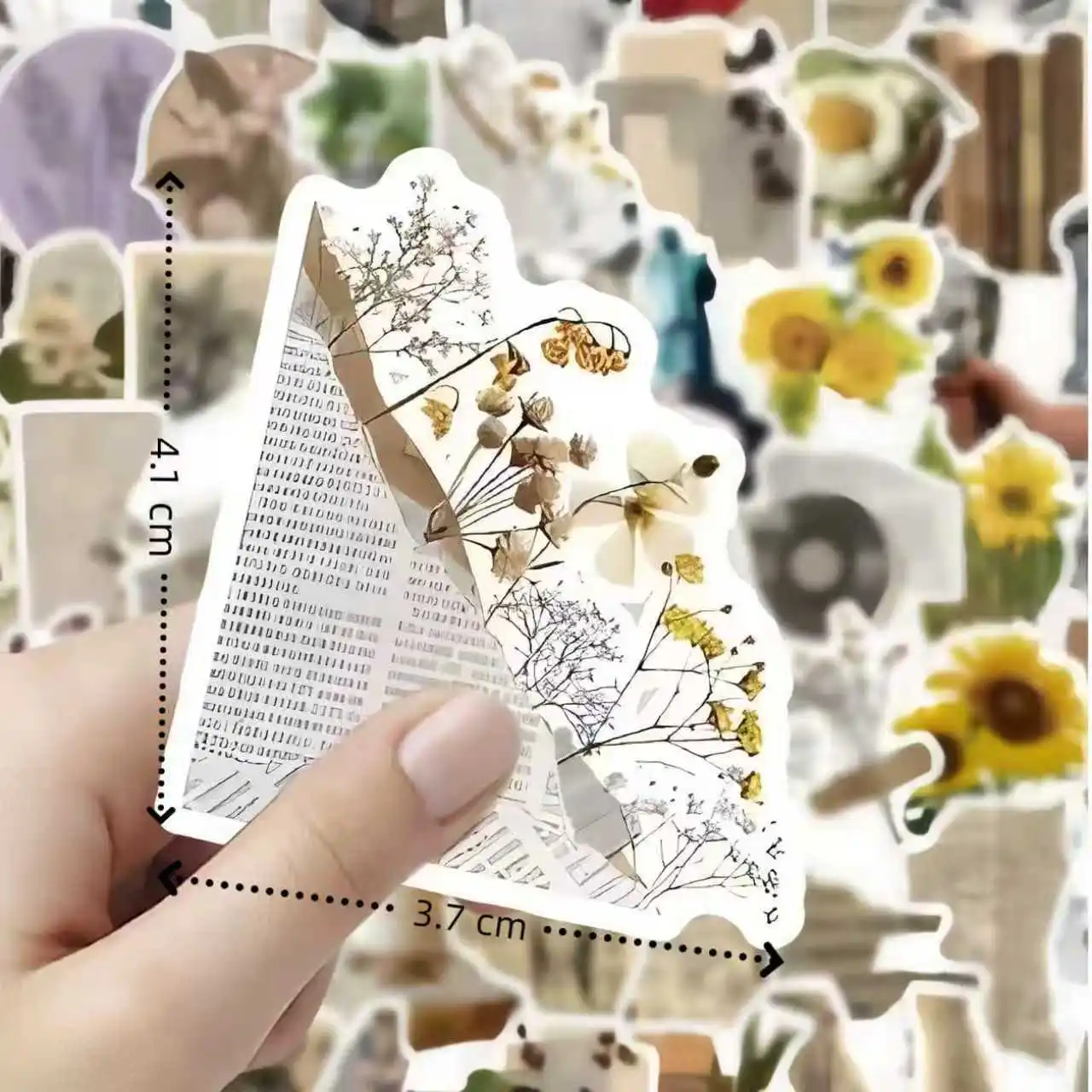 99PCS 빈티지 미적 스티커 팩, 복고풍 꽃 & 카메라 요소 데칼, 저널 스크랩북 노트북을위한 방수 DIY 장식