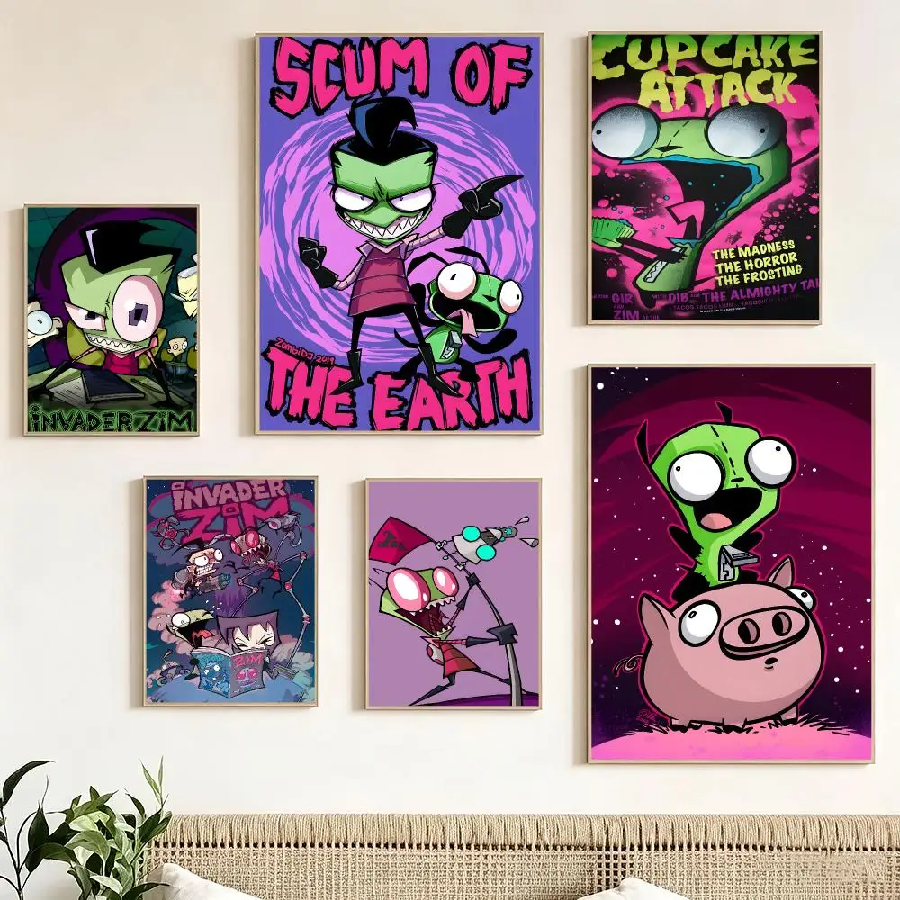 Comedy Cartoon I-Invader Zim Poster impermeable para el hogar sala de estar dormitorio bar decoracion estetica