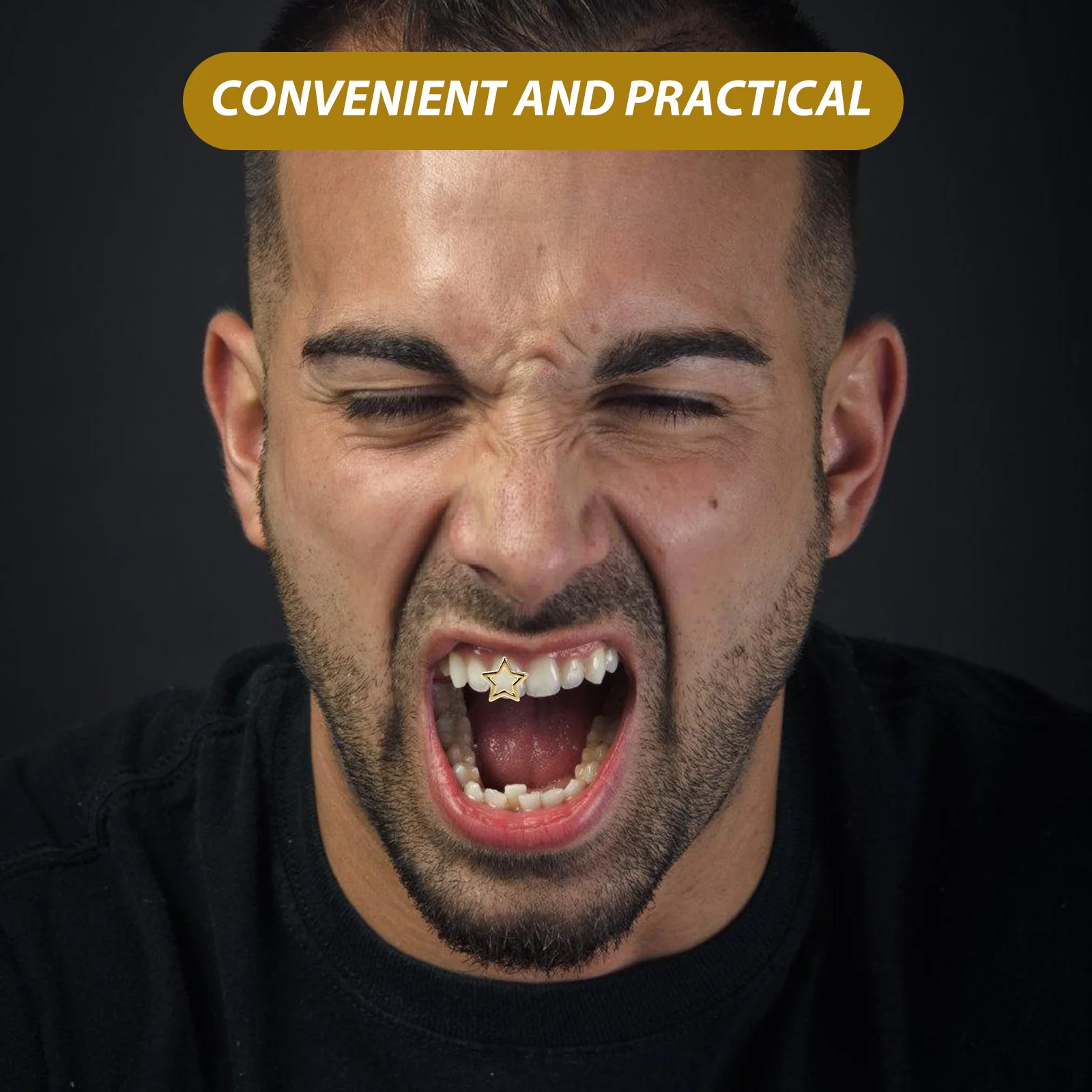 2 قطعة شوايات الأسنان نجمة العصرية مجوهرات الأسنان المعدنية لهيب هوب الحياة الليلية حفلة الشرير قبعة شواء واحدة زي الإكسسوار #5