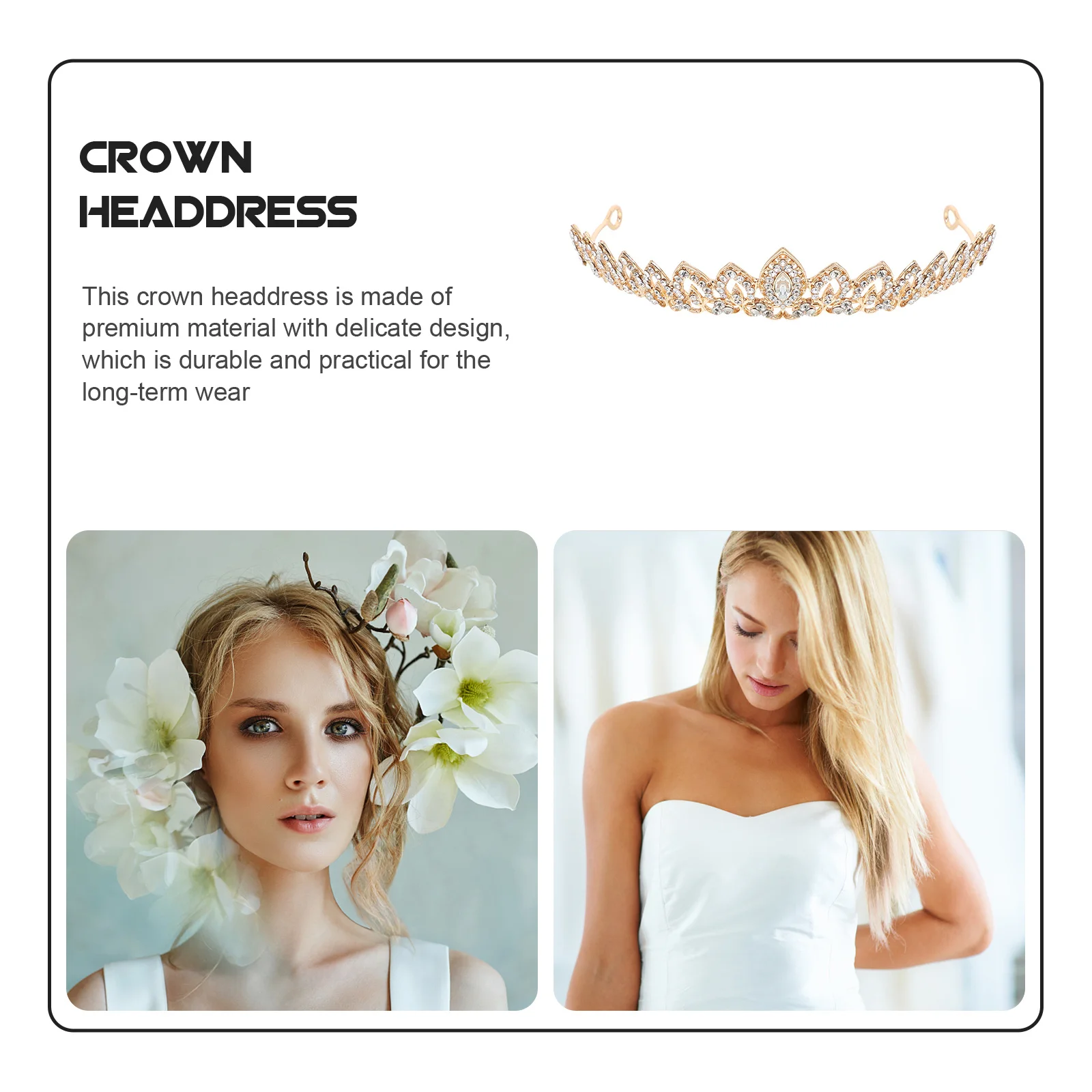 

Water Rhinestone Crown Headband Elegant Bride Tiara Wedding Headdress Alloy Crystal Decor Bridal Crown For Women Girls Wedding